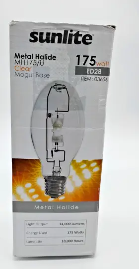5djp9ghq Sunlite 03656 Mh175/u/mog M57 Metal Halide Lamp 175 Watts Mogul Base E39