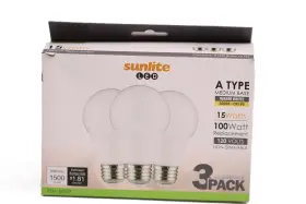 80937-su Sunlite 653703809373 Led A19 Light Bulbs 14 Watts 100w Equivalent 1500 Lumens 3pk
