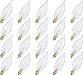 Suslum 635412912926 20-pack E12 Chandelier Light Bulbs 60w Warm White 2700k 120v Candelabra Bu