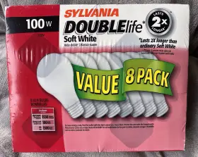 Sylvania 046135127090 100 Watt Double Life Light Bulbs 8 Pack