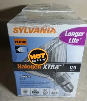 Sylvania 120par/hal/fl/30/xtra/rp-120v 2- New Par38 Capsylite 120watt Halogen Flood Lamp Bulb 1900 Lumens 120v