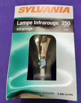 250br40 Sylvania 14664 Heat Lamp Infrared Bulb 250br40/rp Clear 120v 250w - Nos