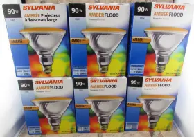 16662 Sylvania 6 Pack 90w Watt Amber Flood Floodlight Bulb Par 38 E26 Usa Made