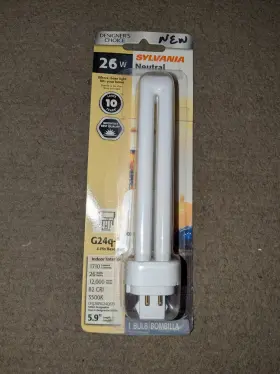 Cf26dde835e Sylvania 20644/cf26dde835e Dulux D/e 20644 Double Tube Compact Fluorescent Lamp 26 W T12 4-pin G24q-3