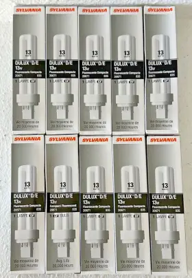 20671 Sylvania Lot Of 10 13 Watt Dulux D/e Fluorescent Bulb