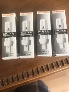 G23-2 Sylvania 20689 4 Cf9dd / 827 Dulux D 9w Base Fluorescent Bulbs