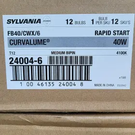 Sylvania 24004-6 U-shape Curvalume Fluorescent Bulb Fb40/cwx/6 Case Of 12 New