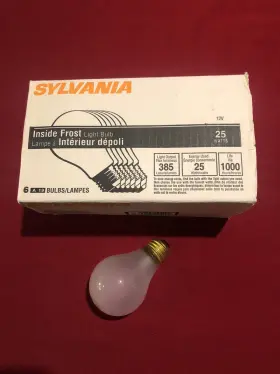 Sylvania 25a/12v Pack Of Six 25 Watt Inside Frost Soft White 385 Lumens A19 Light Bulbs