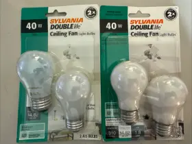 Dimmable-4 Sylvania 40a15int/fan/sw/bl/2pk 40w Ceiling Fan Bulbs Candelabra Base A15 120v Fully