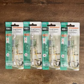 Sylvania 500w120v-t3 Lot Of 4 500w 120v Halogen Rough Service T3 Rsc Bulbs Indoor Nip