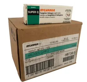 58738-5 Sylvania 150q/cl/mc/esl 150w 120v T12 E11 Quartz Halogen Lamp Clear - Case 12