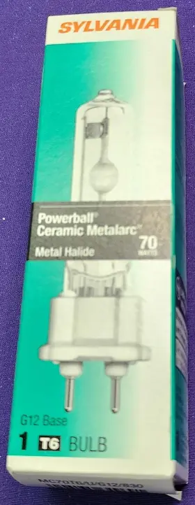 Mc70t6 Sylvania 64361 Mc70t6/u/g12/830 70watt T6 G12 Metalarc Powerball Metal Halide