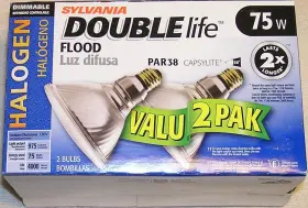 75par38 Sylvania 75par38/hal/dl/fl/twin Double Life Halogen 75 Watt Par38 Flood Lamps Bulbs Package Of 2
