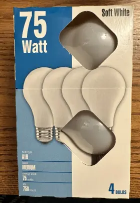 S89507 Sylvania Nos 75 Watt Soft White Incand. A19 Light Bulbs- 1 Pack/4 Bulbs