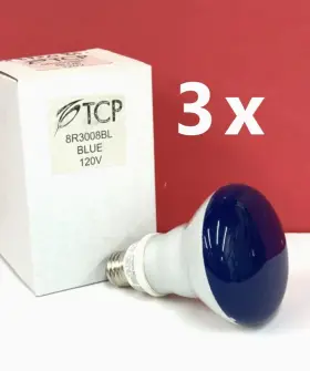 08r3008bl Tcp 08r3008b 3-pk 8w 120v R30 Blue Compact Fluorescent Light Bulb Flood Imperf