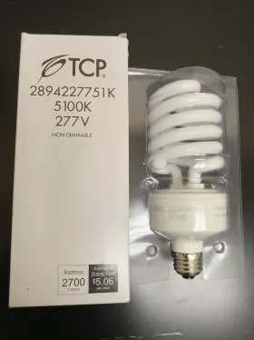 Tcp 2894227751k 42w Spiral Cfl 277v 5000k Mogul E39 Base
