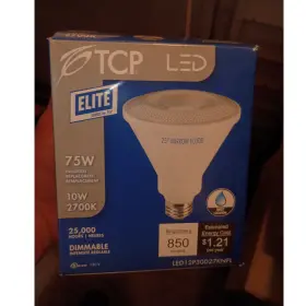 Tcp Led12p30d27knfl Elite Led 10w 2700k 25 Narrow Flood Dimmable 850 Lumens Light Bulb