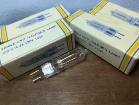 Thomas & Betts Aqh100c 4 T&b Halogen Lamp 100w 130v Jcd Gy6.35 Clear Lamps Nos Boxed