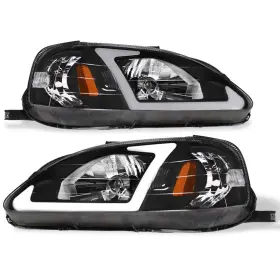 Tlaps 422448981971 7422448981971 Compatible With 1999-2000 Honda Civic Drl Led Strip Bar Black H