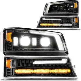 True Mods 810097591479 Full Led Headlights For 03-06 Chevy Silverado Avalanche Sequential Drl