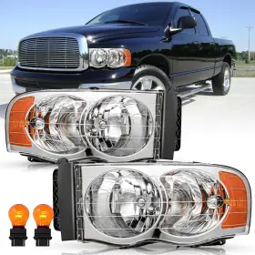 Tusdar Td-hl-de-rm-02 Headlight Assembly Set For 02-05 Dodge Ram 1500 2500 3500 Pickup Replacement
