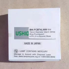 Ushio Bw.fcb74lww 6w 74mm Warm White Ring Fluorescent Light Bulb Lamp