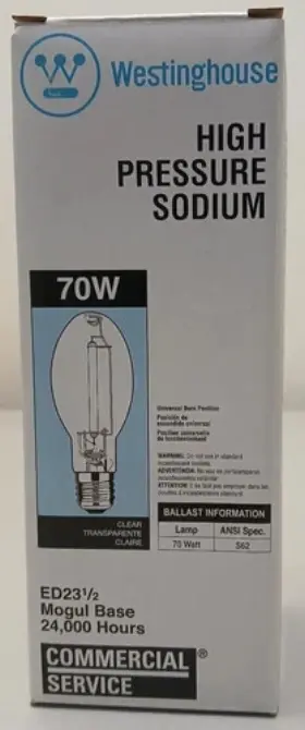 Ed23.5 Westinghouse 37437 2 High Pressure Sodium 70 Watt Shape Bulb Mogul E39 Base