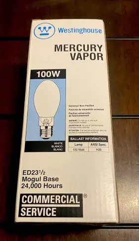 Hf100xr Westinghouse Hf100xr/h38 Nib - 100w Mercury Vapor Outdoor Bulb -ed23 1/2 Base -24 000 Hour