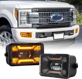 20f1501s Zjusdo F150 Led Fog Lights 4inch Upgrade X Design With Amber Turn Signal