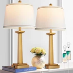 Modern 29" Gold Table Lamps Set Of With Usb Ports & Led Bulbs Included. Fixed Price $149.99.