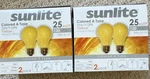 Boxes Of Sunlite Yellow Type 25W 120V Medium Base Light Bulbs Pack. Fixed Price $20.00.