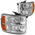 Dna Motoring HL-OH-CSIL07-CH-AM Pair Of Chrome Amber Headlights Compatible With. Fixed Price $144.86.