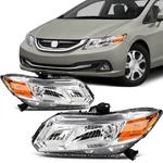 Scitoo Pair Headlights Assembly For 2012-2015 Honda Civic 1.5L 1.8L 2.4L Chrome. Fixed Price $99.99.