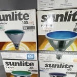 Lot Of 6 SUNLITEPAR38 Colored Cflflood Light Bulbs Blue Green Tested Working. Fixed Price $95.00.