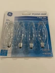 Ge 60W Decorative Multi Use Candelabra Base Bulbs Crystal Clear 4PK. Fixed Price $14.25.
