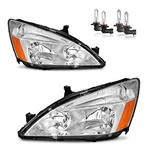 Headlights With Bulbs For 2003-2007 Honda Accord 2/4DR Chrome Amber Left+right. Fixed Price $83.98.