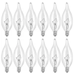 Linmifo 12-PACK E12 B10 Clear Candelabra Base Bulb, 120V SW-40WATT. Fixed Price $15.88.