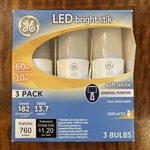 Ge Led Bright Stik - Pack Light Bulbs 10W 760 Lm 79368 Soft White New. Fixed Price $19.95.