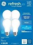 Ge Refresh 1-PACK 4-BULBS 60WATTS Lights Daylight White A19 Led. Fixed Price $13.95.