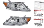 Compatible With 2010 2011 Toyota Camry Headlights Chrome Housing Amber. Fixed Price $203.38.