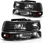 Dwvo Headlight Assembly Compatible Black Housing Amber Reflector Clear Lens. Fixed Price $120.99.