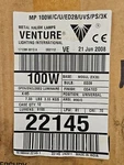 Venture 22145 MP100W/C/U/ED28/UVS/PS/3K Mogul Mh Pulse Start Bulb. Fixed Price $25.00.