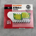 One Pack 8 Sylvania 71W Xtra Life Soft White A19 Light Bulbs - New Sealed. Fixed Price $54.99.