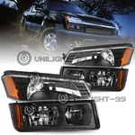 For 2002-2006 Black Chevy Avalanche Headlight+bumper Lamp Set (w/ Body Cladding). Fixed Price $67.99.