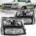 For 2003-2006 Chevy Silverado Avalanche Black Headlights Bumper Lamps 03-06. Fixed Price $49.99.