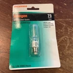 Sylvania Halogen Lamp 75Q/CL/MC/RP Mini Candelabra Base 75W 120V X19682. Fixed Price $8.00.