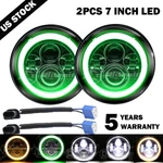 Pair 7" Inch Round Led Headlights Hi/lo Green Drl Dot Fit Chevy Truck Camaro C10. Fixed Price $45.99.