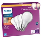Philips 479576 9.5A19/PER/827-22/P/E26/WG 4/4BB Dimmable Led, Warm Glow, 4-PACK. Fixed Price $29.99.