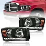 Headlights 2006-2008 Dodge Ram 1500 2500 3500 Led Drl Amber Reflector Fullux. Fixed Price $179.99.