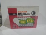 Sylvania Double Life 100W Soft White Light Bulbs, 8 Pack Sealed. Fixed Price $48.95.